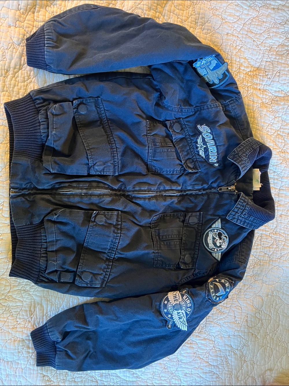Disney Parks Soarin Navy Blue Patch Bomber Jacket for Kids